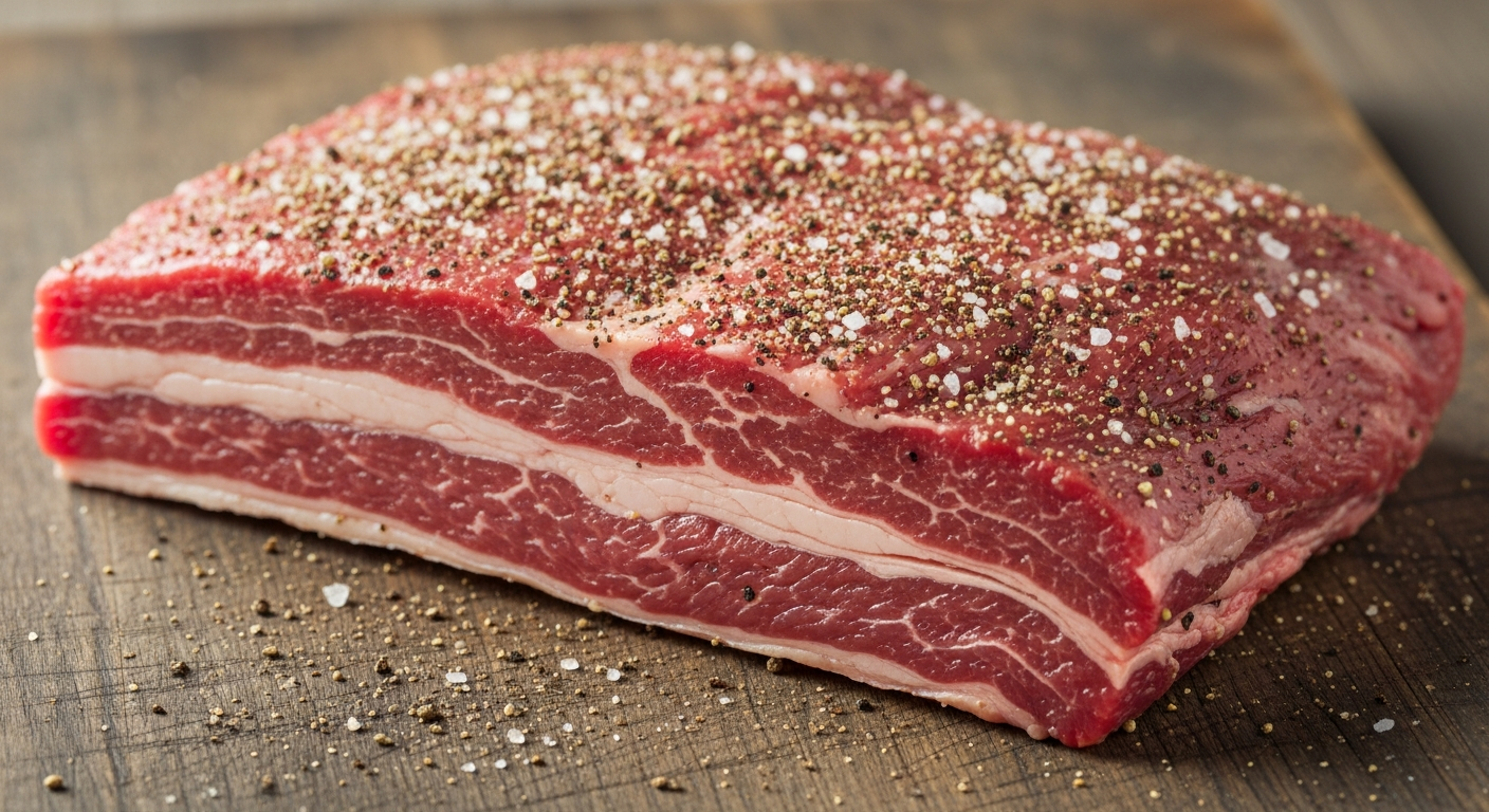 Raw seasoned brisket